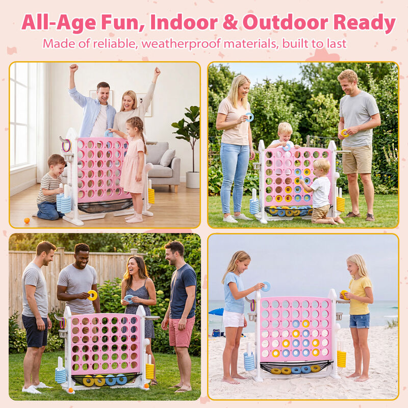 Portable 4 in 1 Row Connect Game with Mesh Net and Adjustable Height image number 6