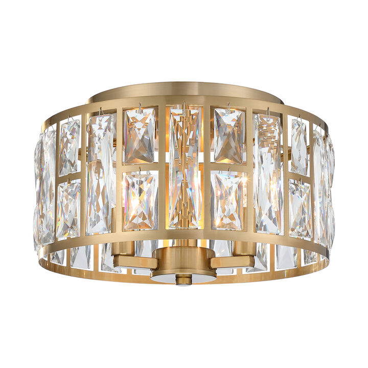11.89 in Modern Glam 3-Light Dimmable Crystal Flush Mount Ceiling Light