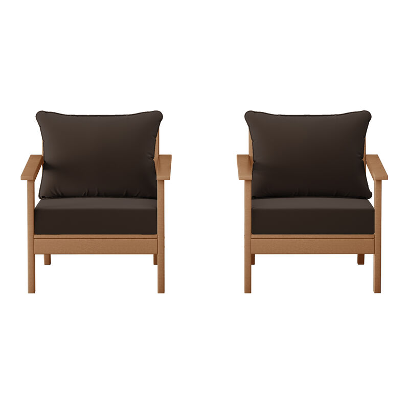 WestinTrends Outdoor Modern HDPE Patio Club Chairs with Deep Seat Cushions (Set of 2)