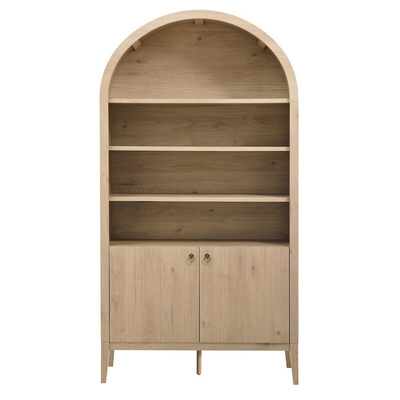 Nolan 74" Tall Wide Arched Storage Display Cabinet Bookshelf image number 0