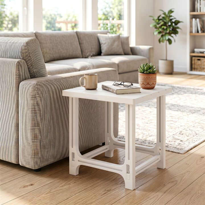 18 Inch Patio Adirondack Side Table with Slatted Top Outdoor End Table