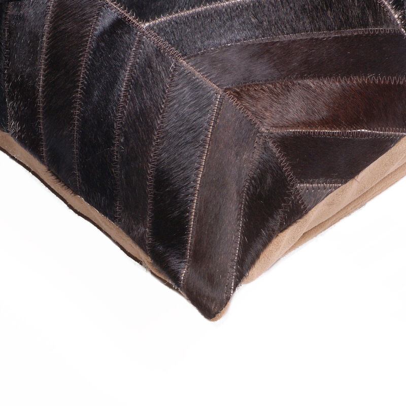 HomeRoots Set of Two 18" Chocolate Chevron Cowhide Throw Pillows image number 3