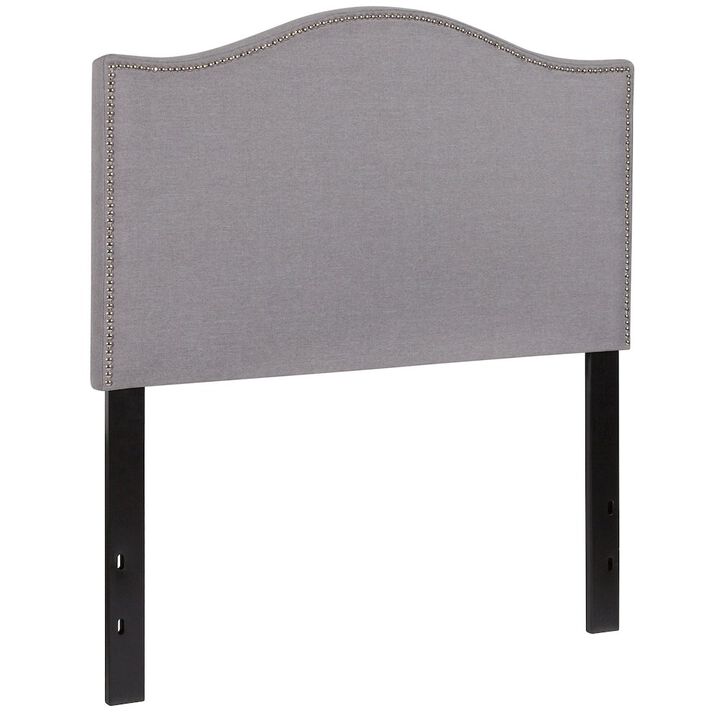 Flash Furniture Upholstered Twin Size Headboard with Accent Nail Trim in Light Gray Fabric