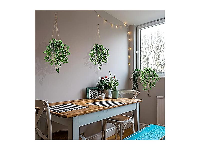 Hanging Plant Artificial Plants Pots 2 Pack Faux Anthurium Leaf Basket Wall Room image number 2