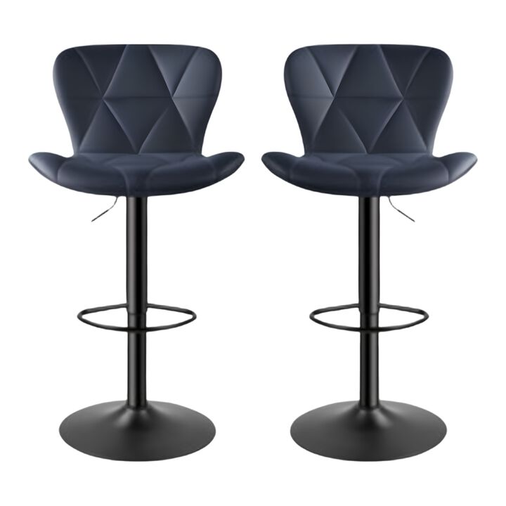 Faux Leather Swivel Bar Stools Set of 2, Adjustable Counter Height Kitchen Chairs, Iron Frame High Backrest 360&deg; Barstools for Kitchen Counter, Outdoor