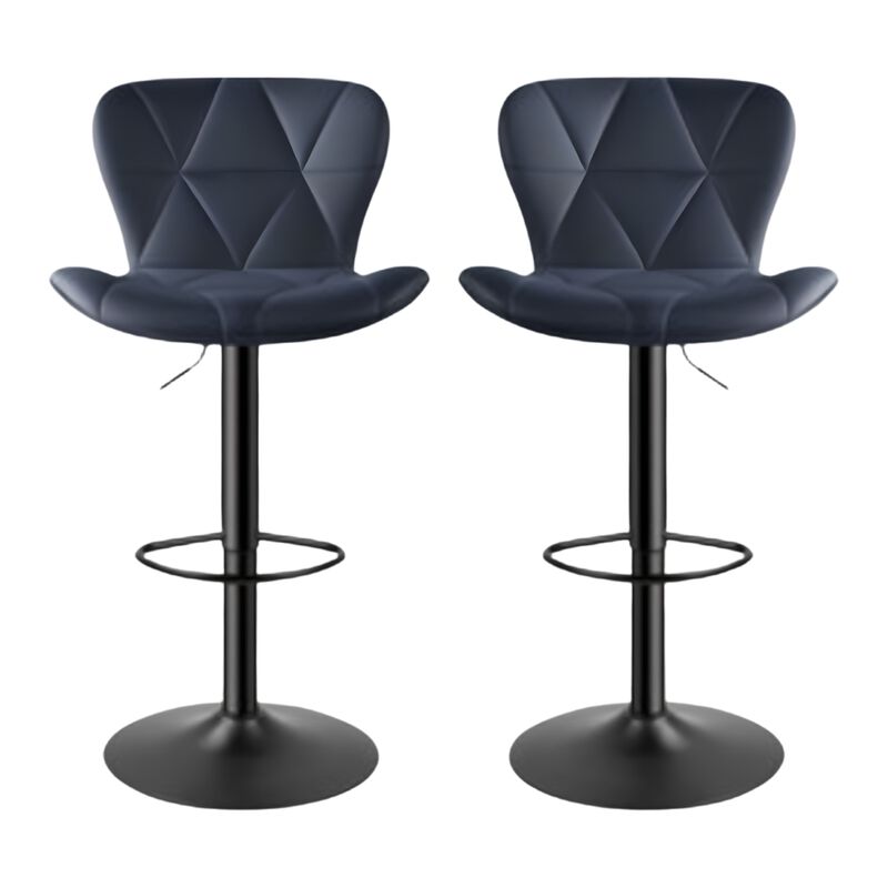 Faux Leather Swivel Bar Stools Set of 2, Adjustable Counter Height Kitchen Chairs, Iron Frame High Backrest 360&deg; Barstools for Kitchen Counter, Outdoor image number 0
