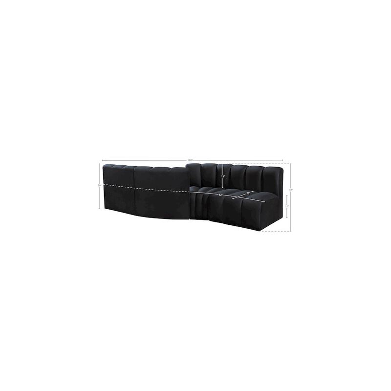 Meridian Furniture Arc Black Velvet Modular Sofa