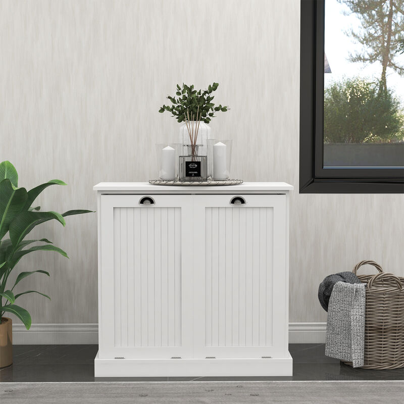 32.68 in. W. x 14.57 in. D x 31.5 in. H Wood Linen Cabinet with Tilt-out Storage