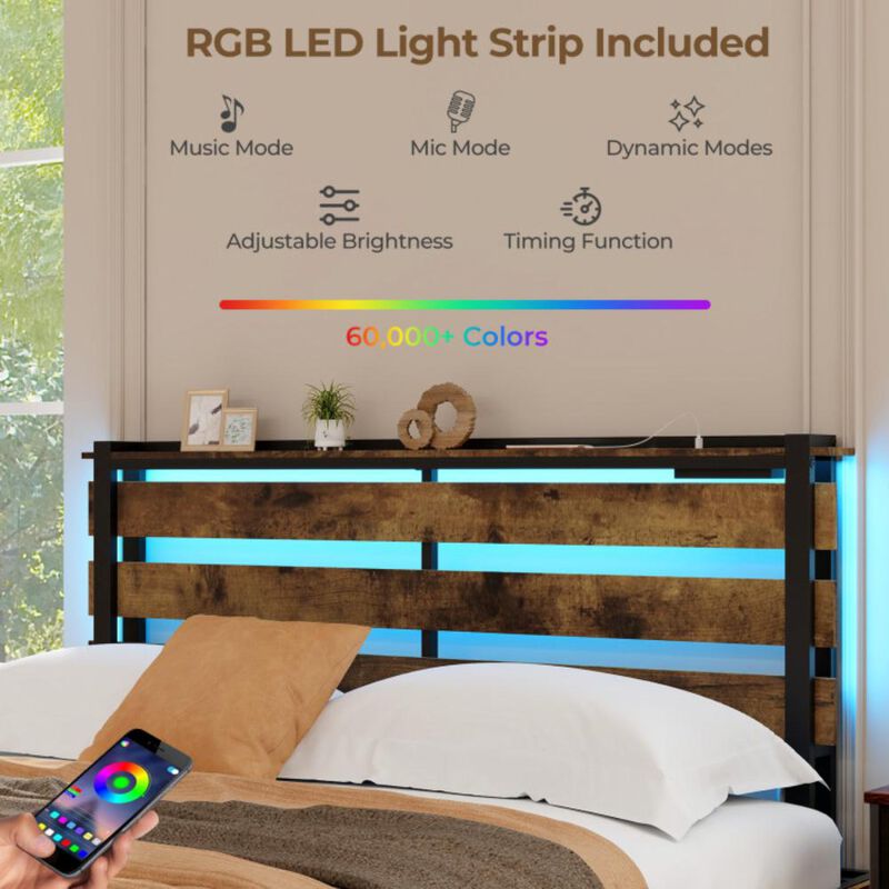 Hivvago Bed Frame with Drawers LED Lights and USB Ports