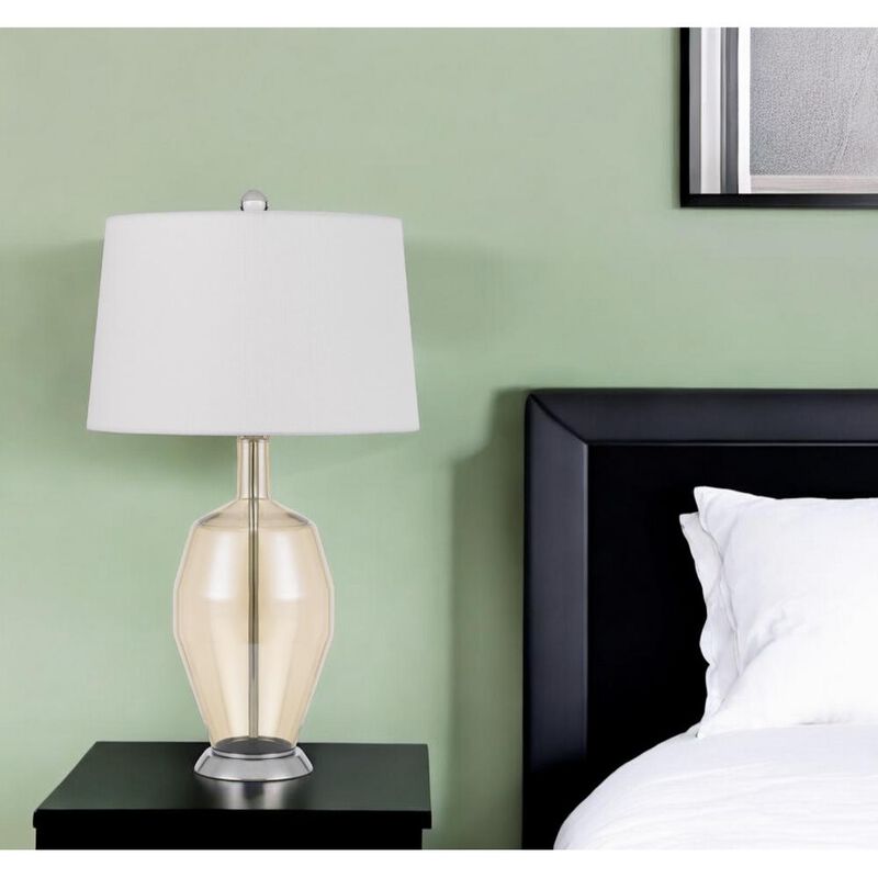 Hivvago 29" Nickel Metal Round Table Lamp With White Drum Shade