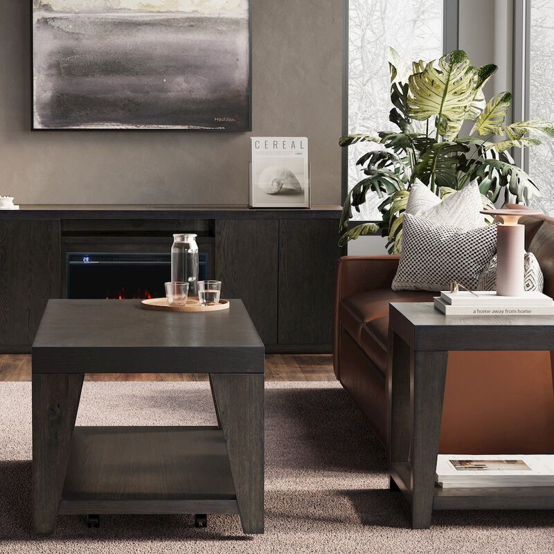 Jofran Modern Contemporary 50 Coffee Table with Storage Shelf and Hidden Casters