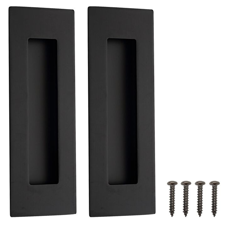 Malimali 6 Inch Recessed Finger Flush Pulls for Pocket Door Closet Door, Sliding Barn Door Handle, Matte Black Stainless Steel R