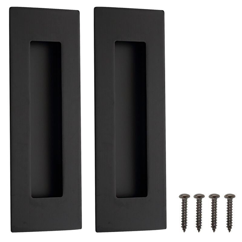 Malimali 6 Inch Recessed Finger Flush Pulls for Pocket Door Closet Door, Sliding Barn Door Handle, Matte Black Stainless Steel R