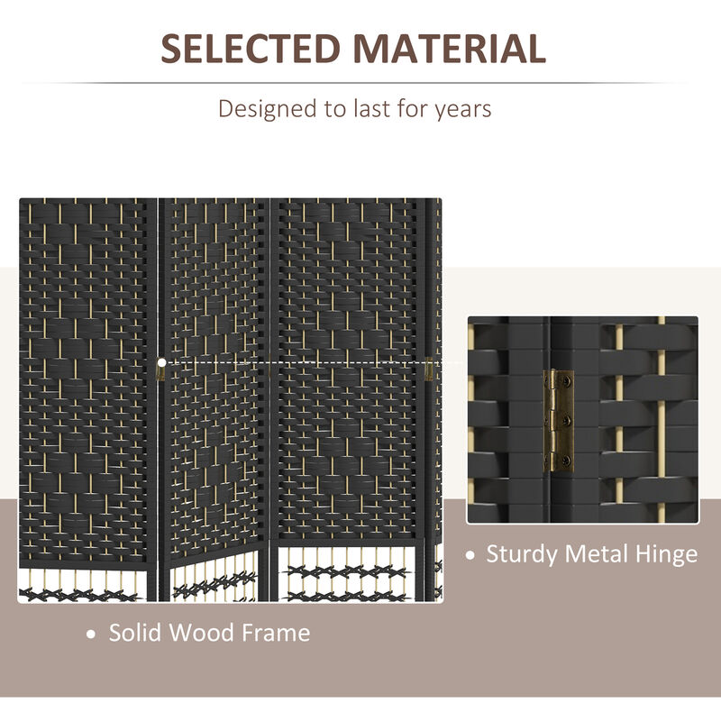 Hivvago 3-Panel Folding Room Divider with Wave Fiber Design image number 4