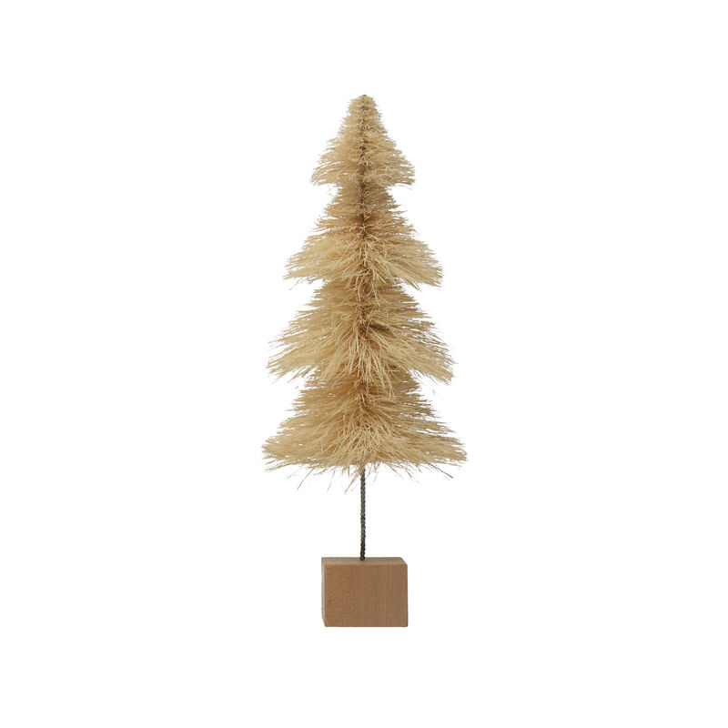 Sisal Bottle Brush Tree with Wood Base, Cream image number 0