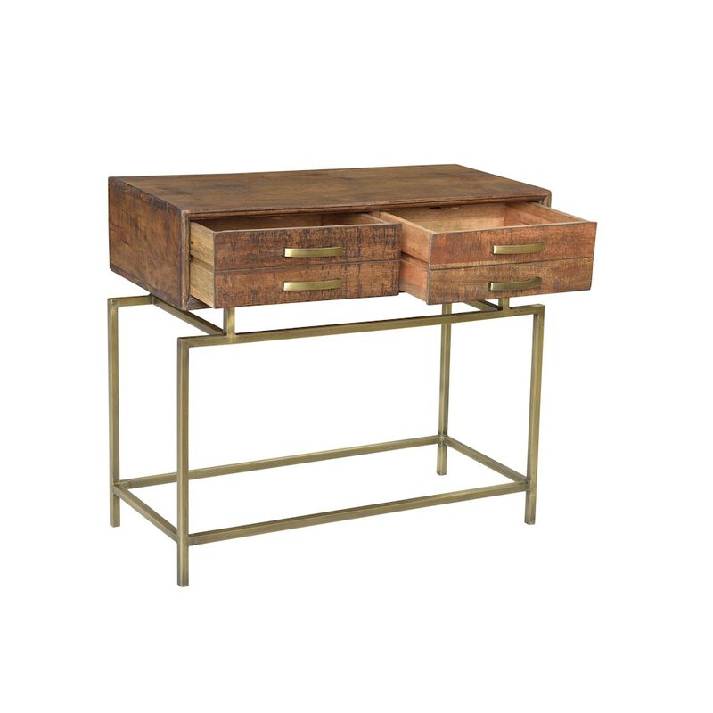 Mid-Century Goldbust 2-Drawer Console Table