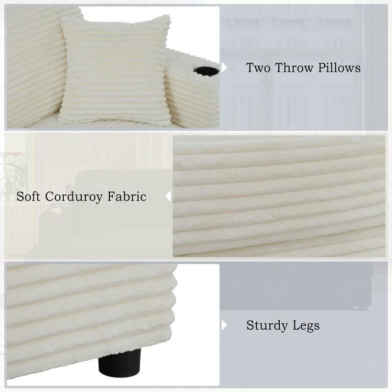 Merax Oversized Loveseat Chaise Lounge Sectional Sofa