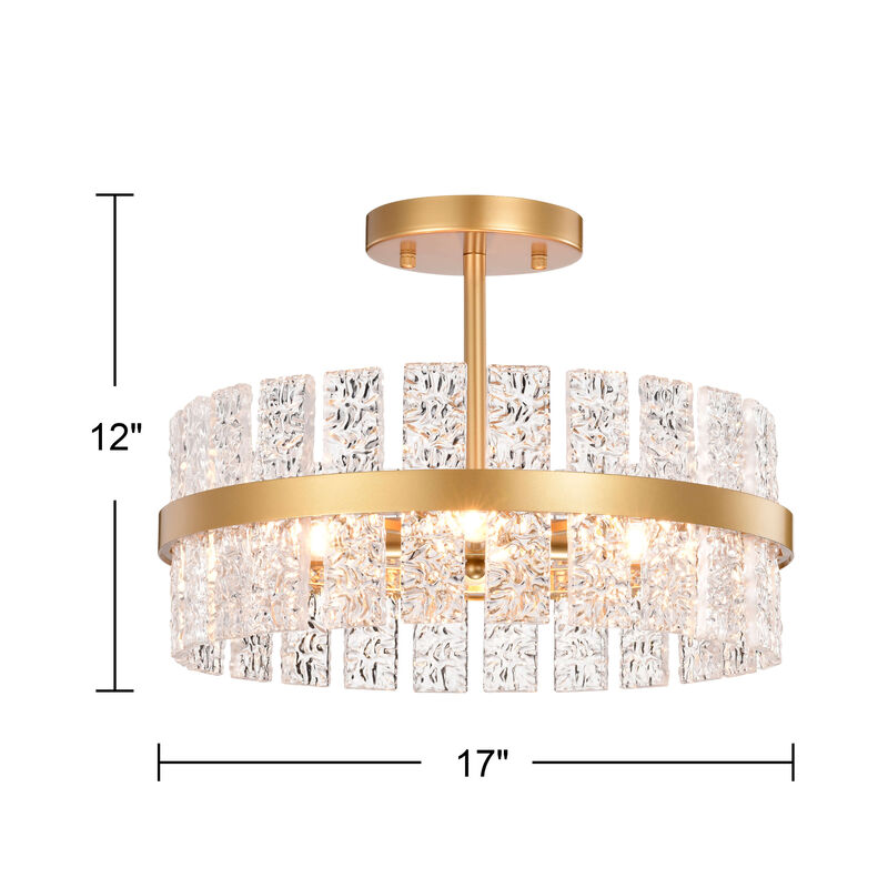 Gina Glossy Bronze 4-light Drum Glass Strip Flush Mount image number 4