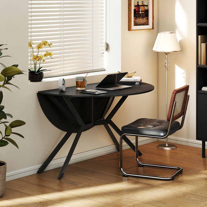 Extendable Round Kitchen Dining Table with Folding Drop Leaves image number 3