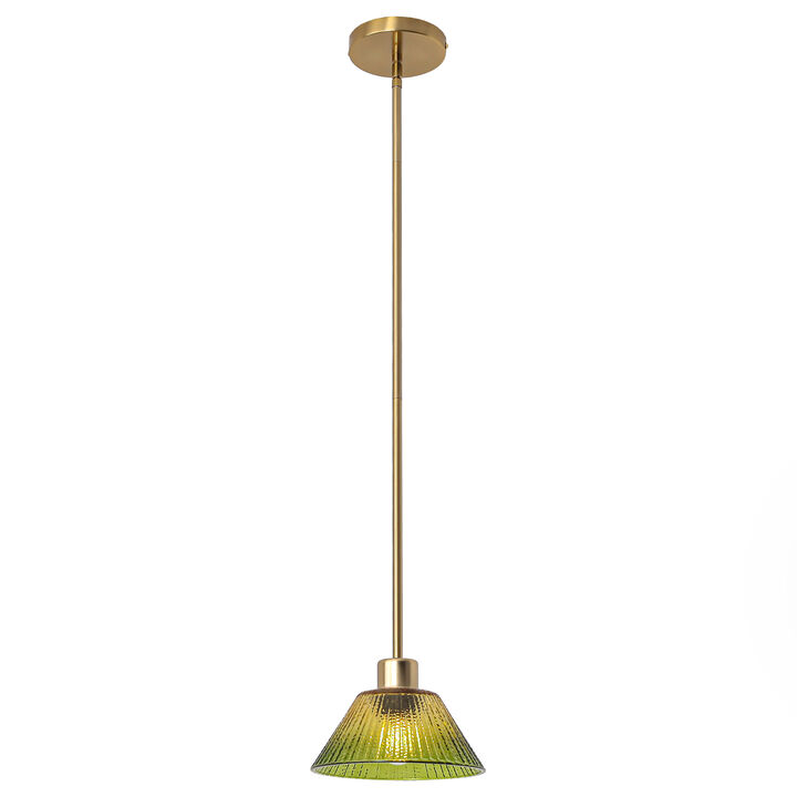 7.5 in. 1-Light Brass Glass Classic Chandelier