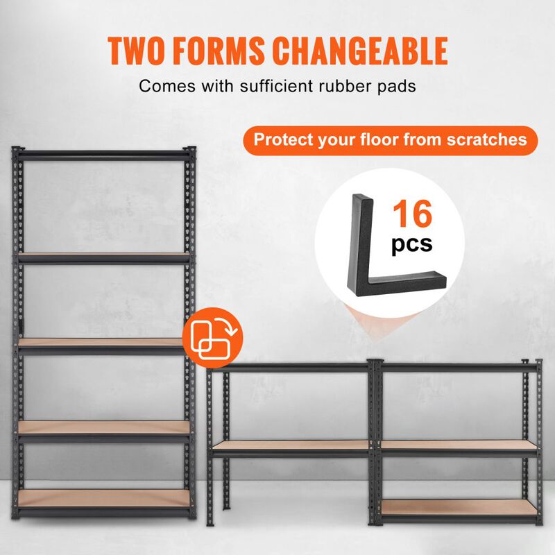 2000 Lbs 5 Tier Heavy Duty Garage Shelving 35 Inch Metal Utility Rack image number 6