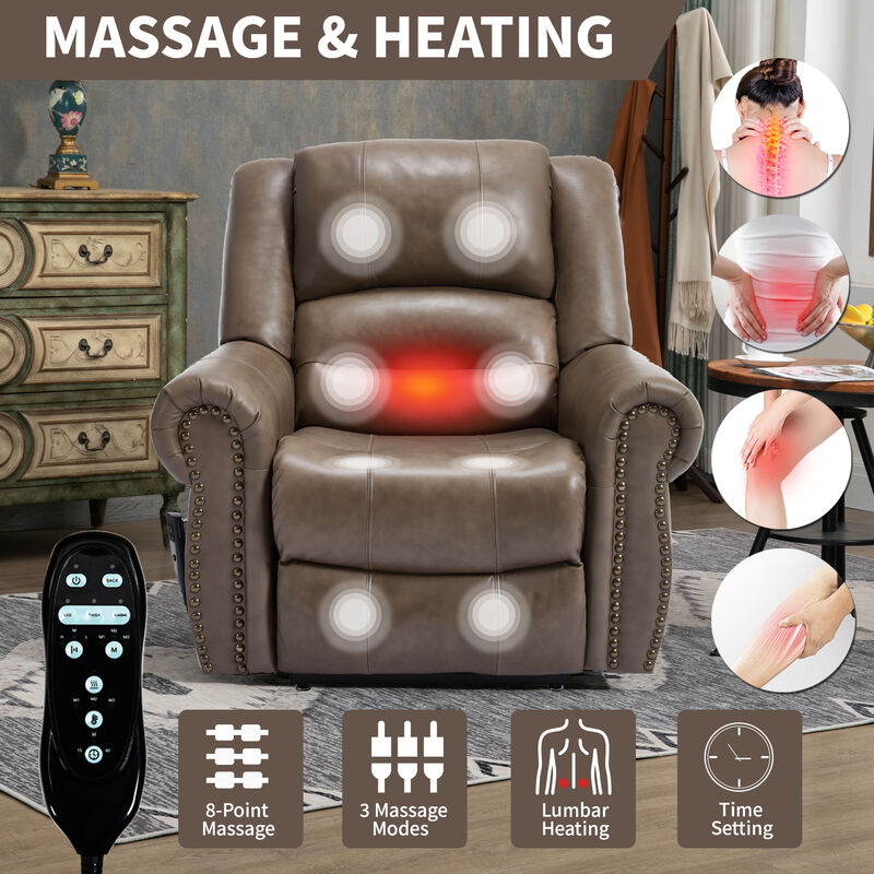 Mondawe Power Lift Recliner Chair Heat Massage, Heavy Duty Motion Mechanism with USB Ports image number 2