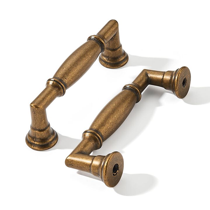 khtumeware 5 Pack 3 Inch(76mm) Antique Brass Cabinet Pulls Heavy Duty Solid Vintage Brass Cabinet Handles Kitchen Antique Bronze