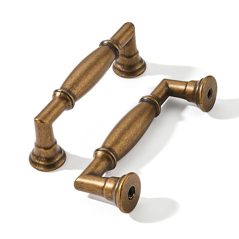khtumeware 5 Pack 3 Inch(76mm) Antique Brass Cabinet Pulls Heavy Duty Solid Vintage Brass Cabinet Handles Kitchen Antique Bronze