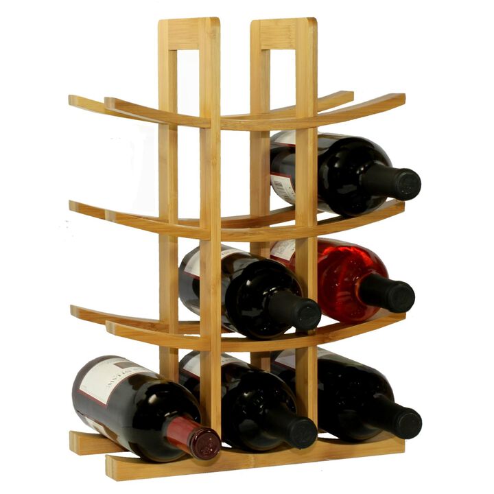 12-Bottle Countertop Wine Rack Space-Saving Organizer for Kitchen & Dining Room