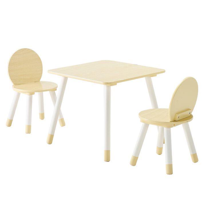 Kids Activity Table and 2 Chairs Set for Crafts, Reading and Drawing-Natural