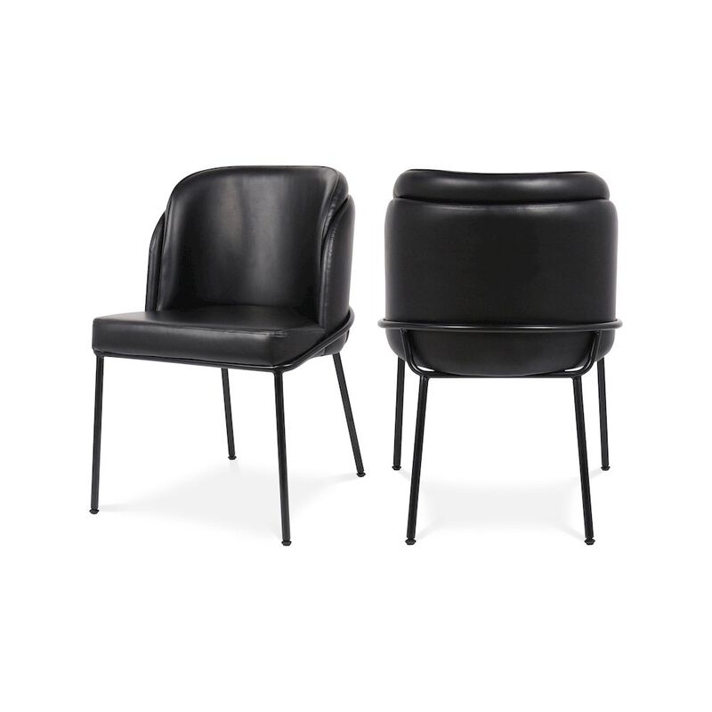 Meridian Furniture Jagger Black Vegan Leather Dining Chair, Set of 2