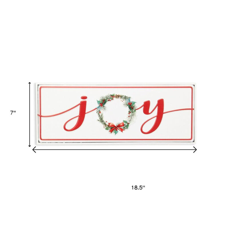 HomeRoots 7" X 19" White and Red Christmas Joy Metal Wall Decor image number 6