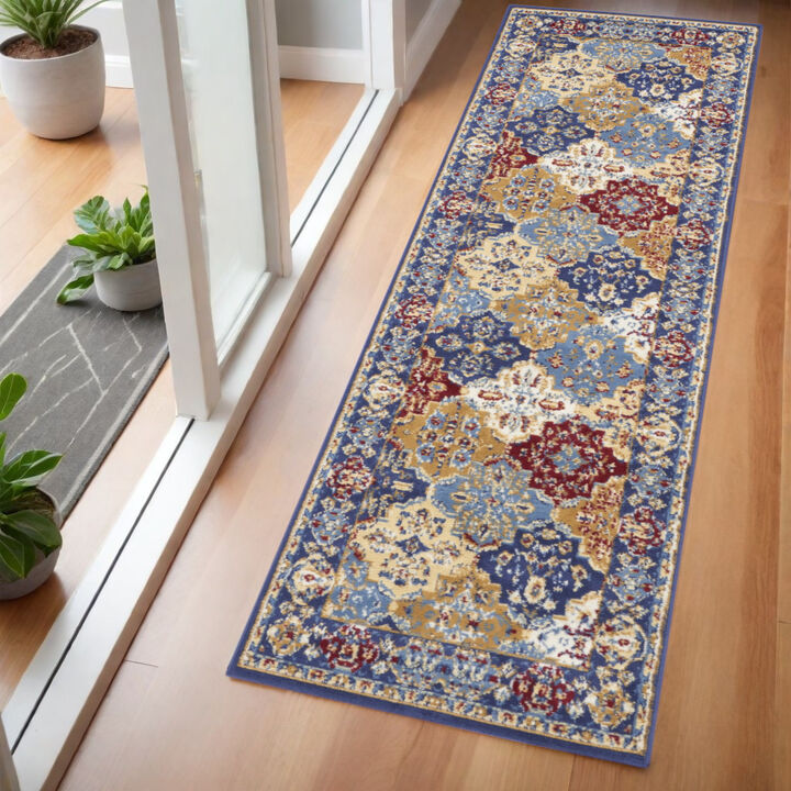HomeRoots Ogee Distressed Non Skid Runner Rug