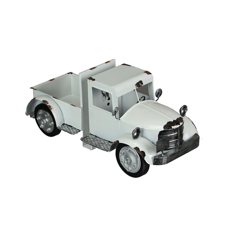 Weathered White Finish Vintage Pickup Truck Metal Bookends Front and Back image number 1