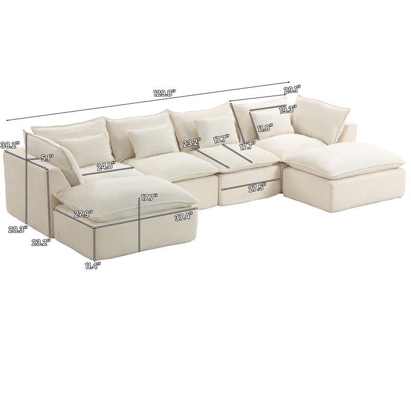Blebze 129.8" Couch Oversized Modular Sectional image number 3