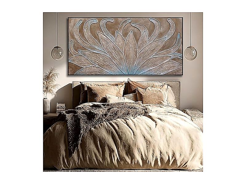 Brown Oil Wall Art Botanical Neutral Floral Flowers Framed Decor Abstract Canvas image number 3