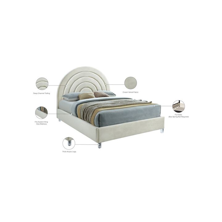 Meridian Furniture Rainbow Cream Velvet King Bed