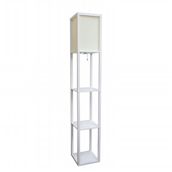 Simple Designs Floor Lamp Etagere Organizer Storage Shelf with Linen Shade,