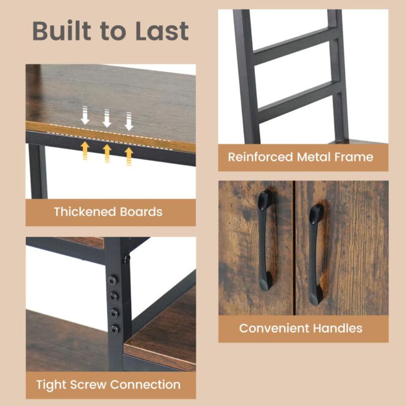 Hivvago Double Wide 8-Tier Bookshelf with 2-Door Cabinet for Living Room Home Office