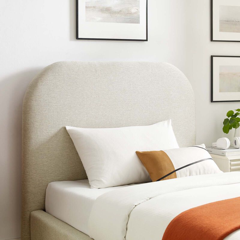 Keynote Upholstered Fabric Curved Twin Platform Bed image number 7