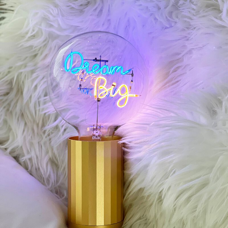 Bulb DREAM BIG Blue/ Amber with Base Table Lamp PORTABLE Rose Gold image number 2