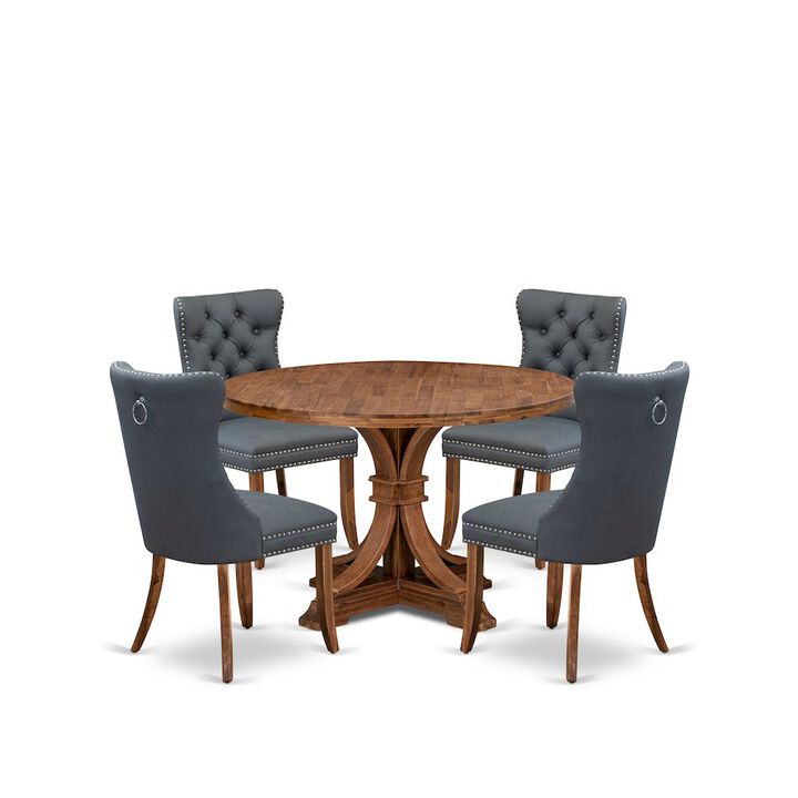 5-Piece Kitchen Table A Modern Dining Table And 4 Platinum Gray Kitchen Chairs