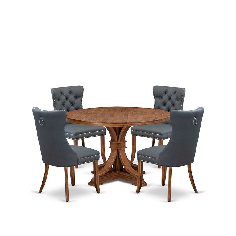 5-Piece Kitchen Table A Modern Dining Table And 4 Platinum Gray Kitchen Chairs