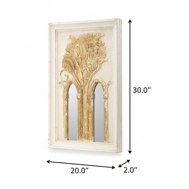 HomeRoots Set of Two 30" White and Gold Wood Framed Accent Mirrors image number 5