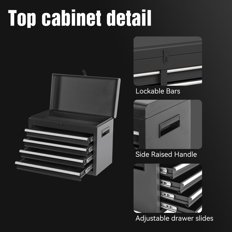 ELEMENT ACE 5-Drawer Rolling Tool Storage Cabinet with Detachable Top Tool Box, Lockable Wheels, Adjustable Shelf, Locking Mechanism and 154 Included Tools for Garage Workshop image number 3
