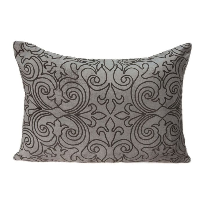 20" Champagne and Gray Cotton Rectangle Throw Pillow