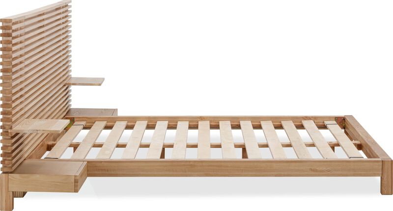 Tanner Solid Ash Wall Bed with Integrated Nightstands in Flaxen
