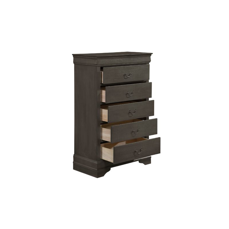 Full Size Bedroom Set, Gray Finish, 5-Piece Set with Bed, Dresser, Mirror, Chest and Nightstand image number 4