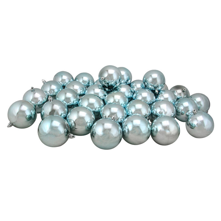 32ct Mermaid Blue Shatterproof Shiny Christmas Ball Ornaments 3.25" (80mm)