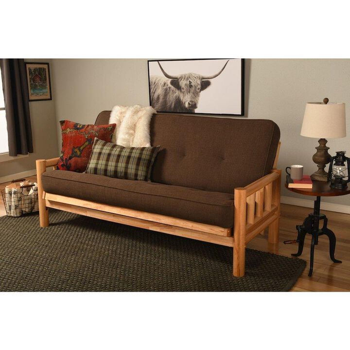 Lodge Frame-Natural Finish-Linen Cocoa Mattress